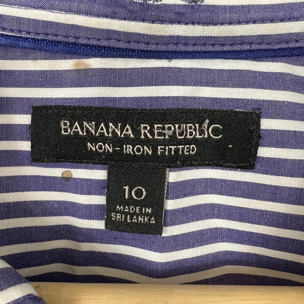 Banana Republic Women's Non Iron Fitted Stripe Button Down Shirt Long Sleeve 10 - Picture 3 of 5